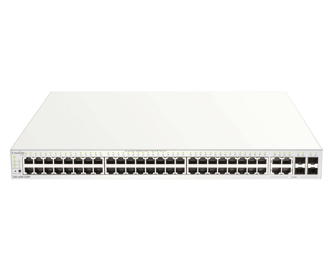 D-Link DBS-2000-52MP commutateur réseau Géré L2 Gigabit Ethernet (10/100/1000) Connexion Ethernet, supportant l'alimentation via ce port (PoE) Gris