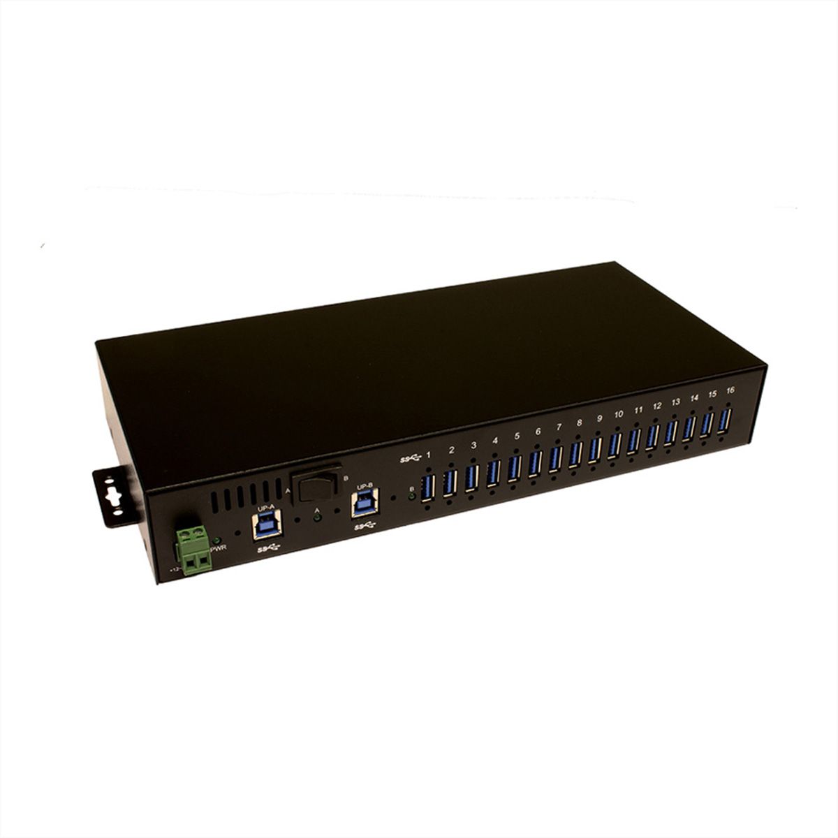 EXSYS EX-1116HMVS Hub USB 3.2 Gen1 à 16 ports, protection de surtension et kit rail DIN