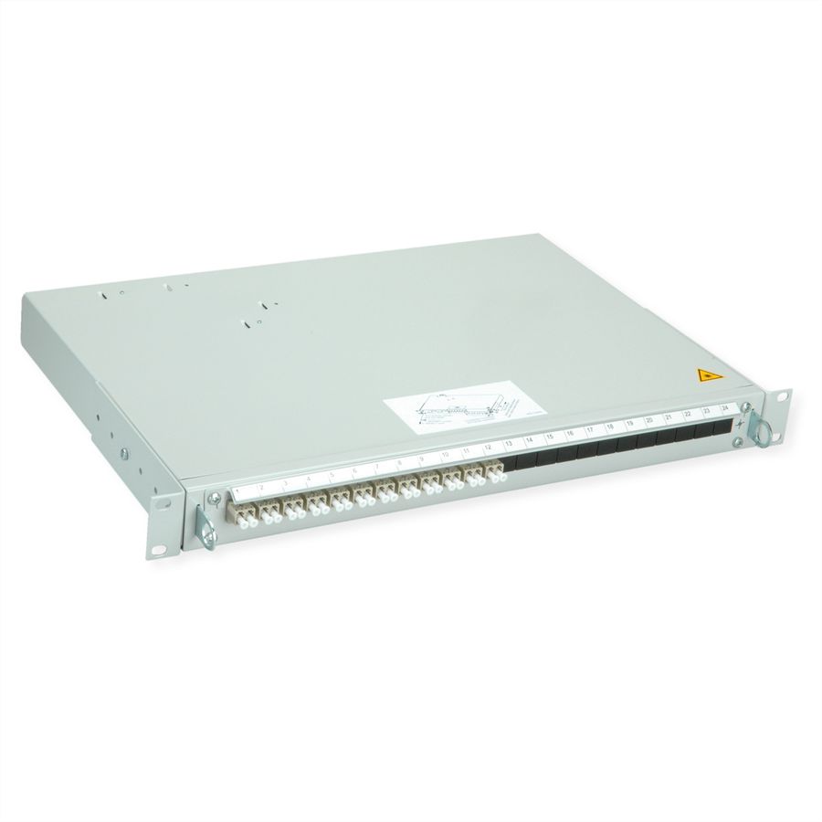 TELEGÄRTNER PROFI V Panneau FO avec coupleurs et pigtails, 12x LC Duplex, beige, OM2, Grade B