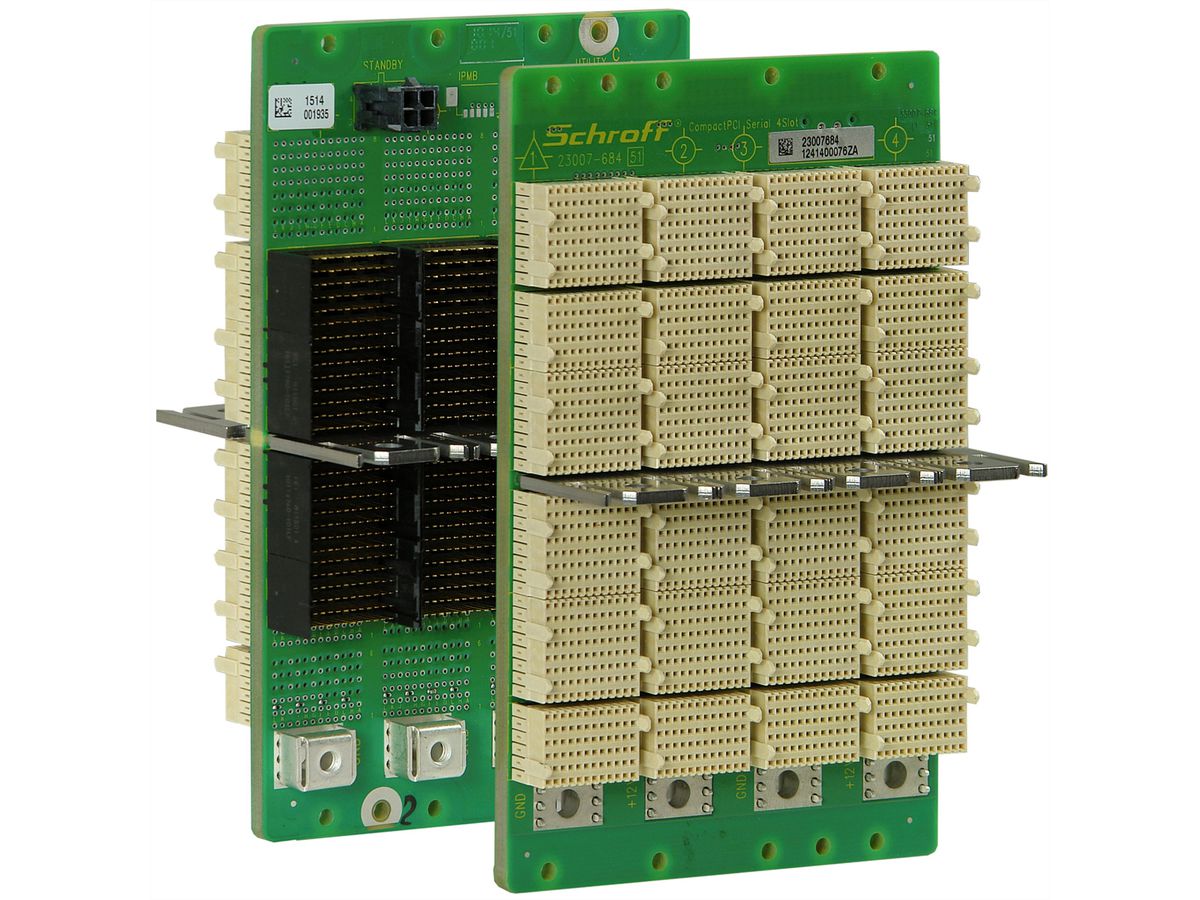 Carte-mère série CPCI SCHROFF, 3 U, 4 slots, System Slot Left, Full-Mesh, avec RIO