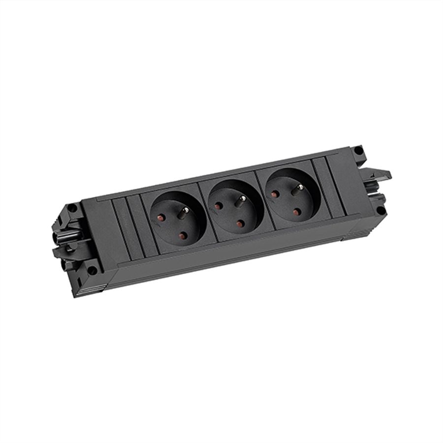 BACHMANN STEP BASE 3xUTE GST18, Fiche à contact de protection CEE 7/7 C19 0,5m, noir