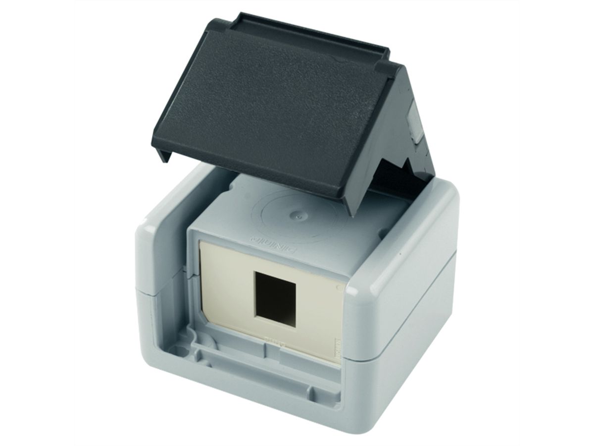 TELEGÄRTNER Boîtier IP44,75x86x58, gris, avec fixation pour 1 module AMJ