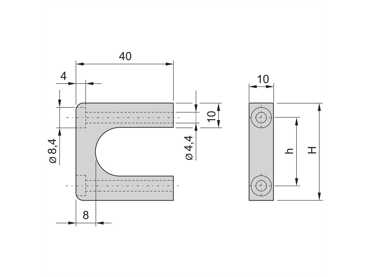 SCHROFF MultipacPRO Poignée avant, en une pièce, largeur 10 mm, 1 U