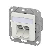 METZ CONNECT E-DAT C6A IDC Prise, 2 ports, goulotte encastrée (UPk), blanc signalisation brillant