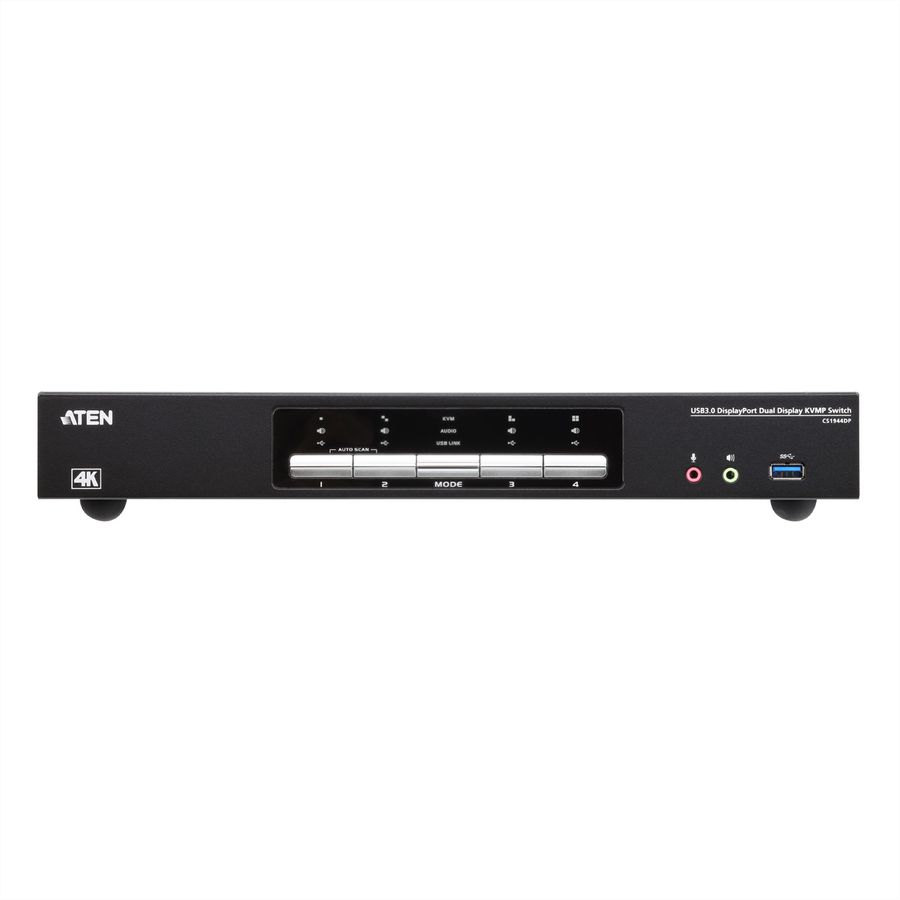 ATEN CS1944DP Commutateur KVMP à 2 affichages DP 4K, 4 ports USB 3.0