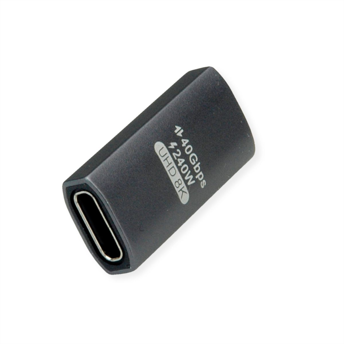 ROLINE Adaptateur USB4 Gen 3x2, Aluminium, coudé à 90°, Type C, M/F, argent