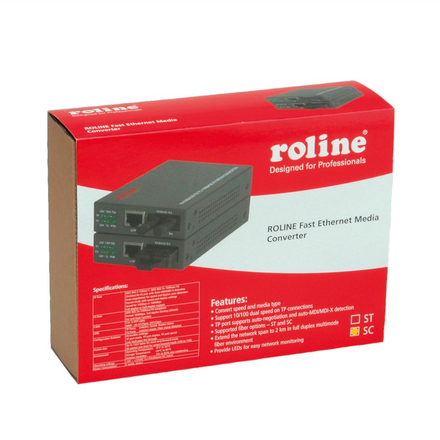 ROLINE Convertisseur Fast Ethernet RJ45/SC, Loop-back