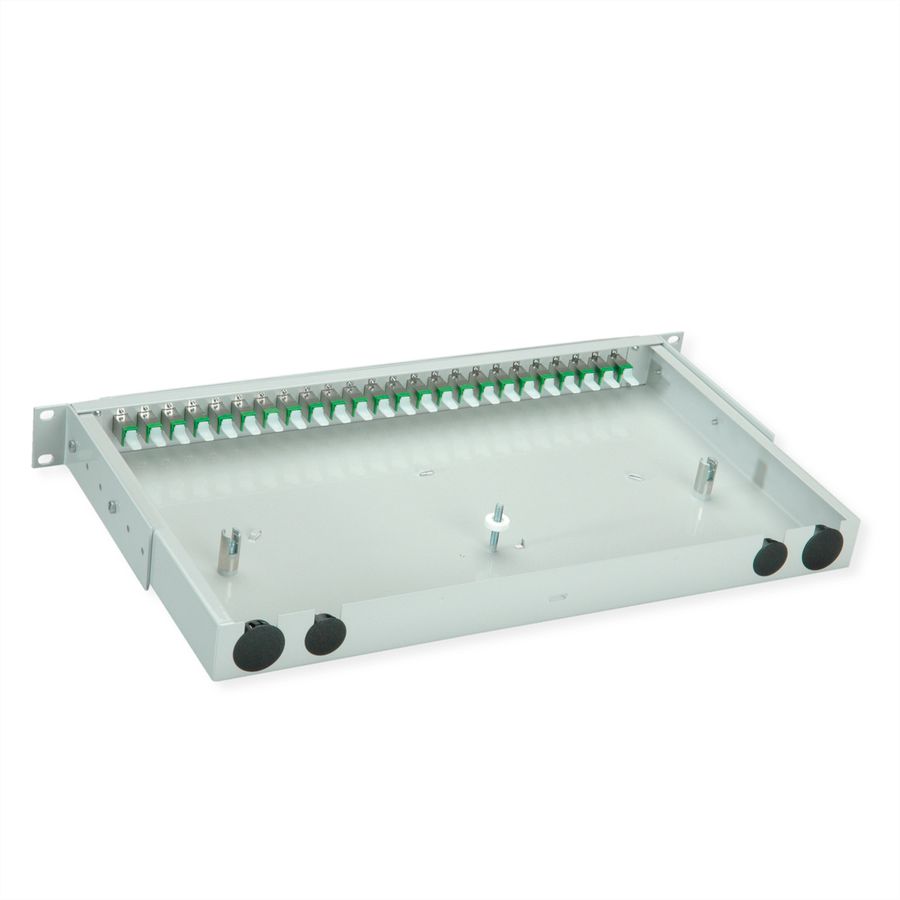 TELEGÄRTNER BASIS V Panneau FO avec coupleurs, 24x E2000, vert, OS2 APC