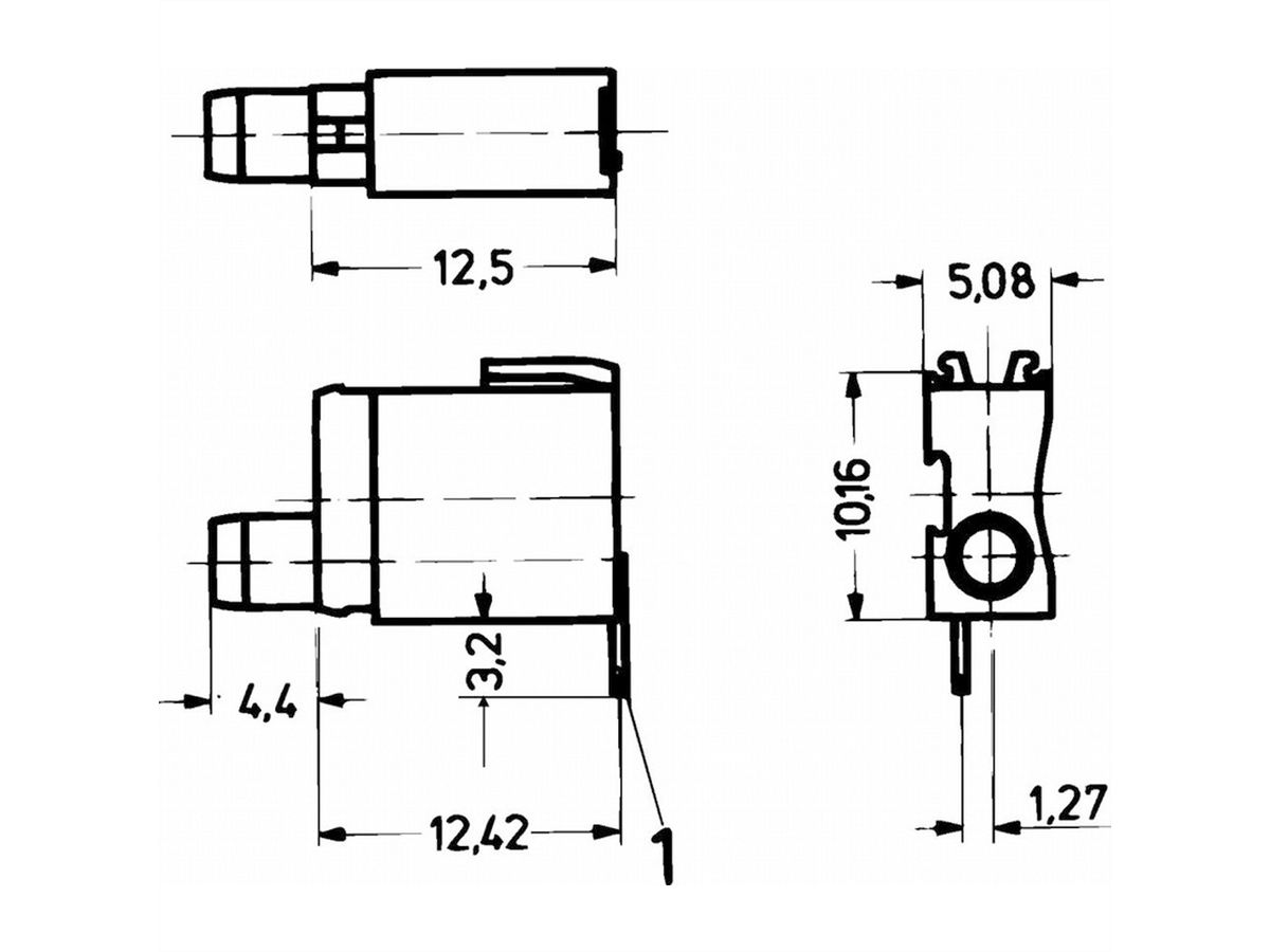 Prise de test à DEL unique SCHROFF, Ø 2 mm, type court, plan de montage 1