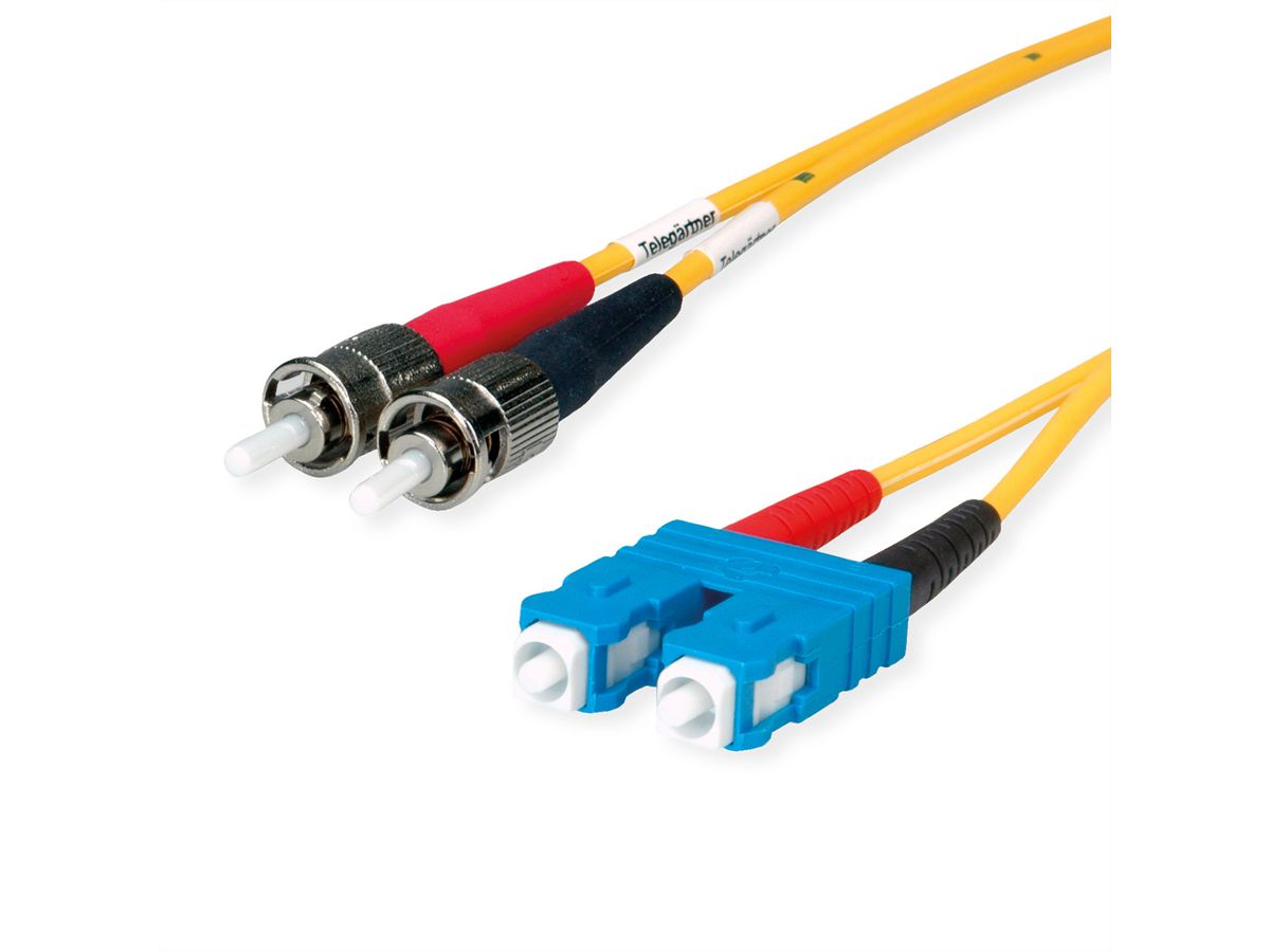TELEGÄRTNER Câble adaptateur duplex 9/125 OS2, 2x ST mâle, 1x SC duplex mâle, jaune, 2 m