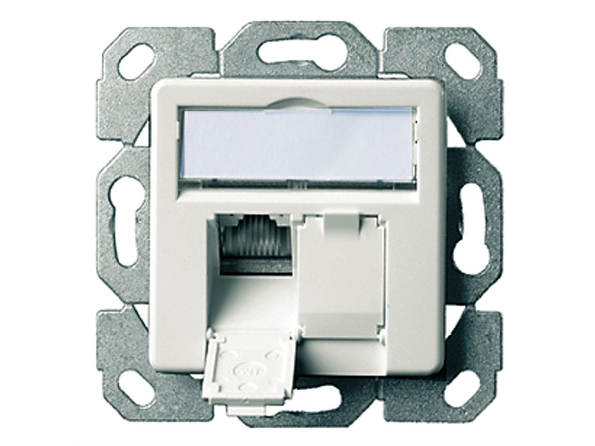 TELEGÄRTNER Embase double AMJ45/50, Cat.6A (Classe EA) blanc pur, (A+B+C)