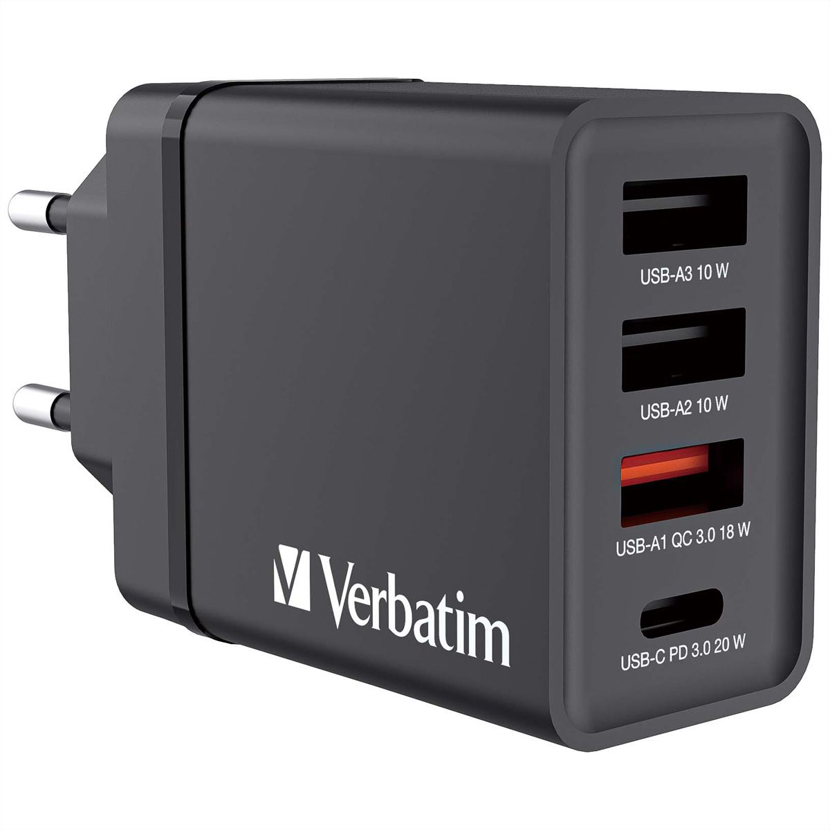 VERBATIM Chargeur USB mural 4 ports 30 W noir