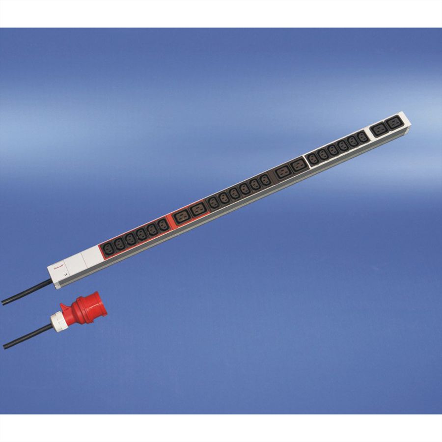 Bâti de prises SCHROFF, IEC, triphasé, 16 A, IEC 60309 Fiche, 18 x IEC C13 / 6 x IEC C19