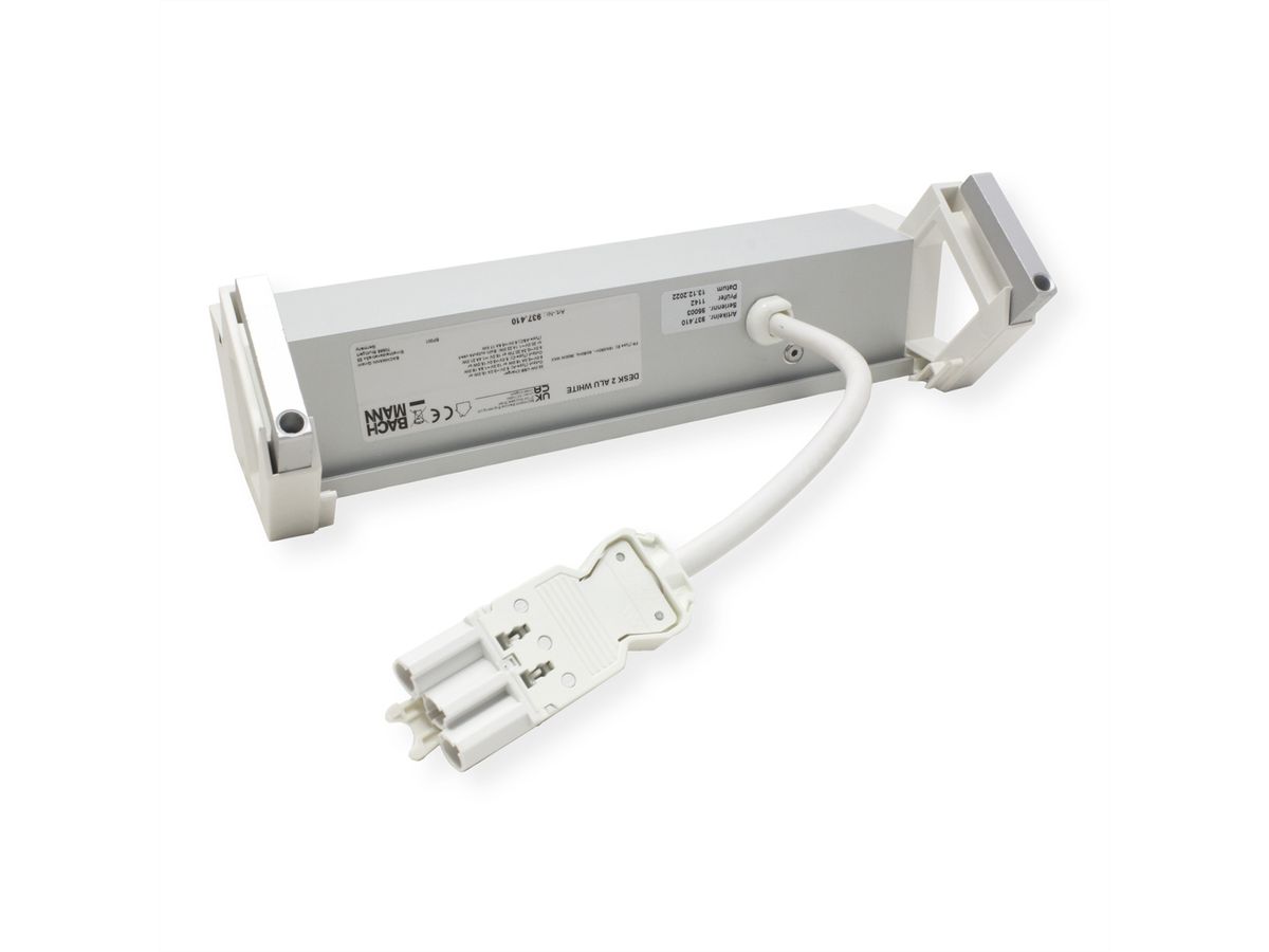 BACHMANN DESK2 ALU WHITE 2xUTE 1xUSB A/C 22W 1xinterrupteur 0,2m