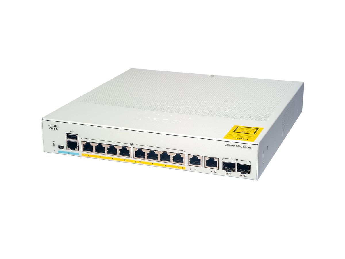Cisco Catalyst C1000-8P-E-2G-L commutateur réseau Géré L2 Gigabit Ethernet (10/100/1000) Connexion Ethernet, supportant l'alimentation via ce port (PoE) Gris