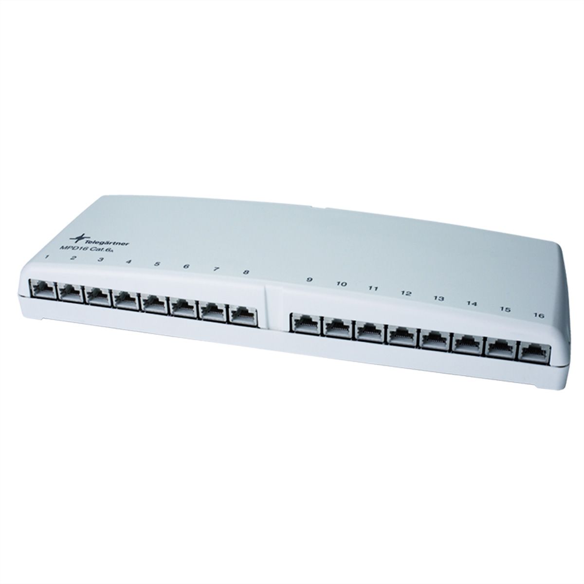 TELEGÄRTNER Mini distributeur TH35/AP, blanc alpin, MPD16-HS K Cat.6A (profond selon ISO/IEC)