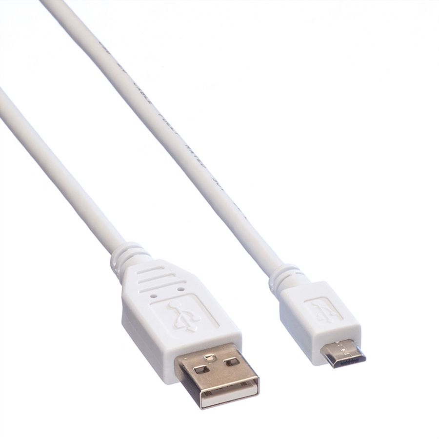 VALUE Câble USB 2.0, USB A mâle - Micro USB B mâle, blanc, 0,15 m