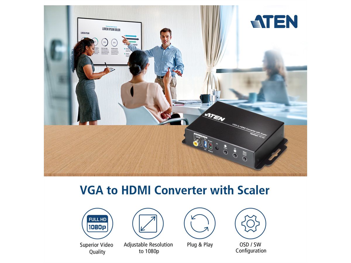 ATEN VC182 Convertisseur VGA-HDMI avec convertisseur de format d'image