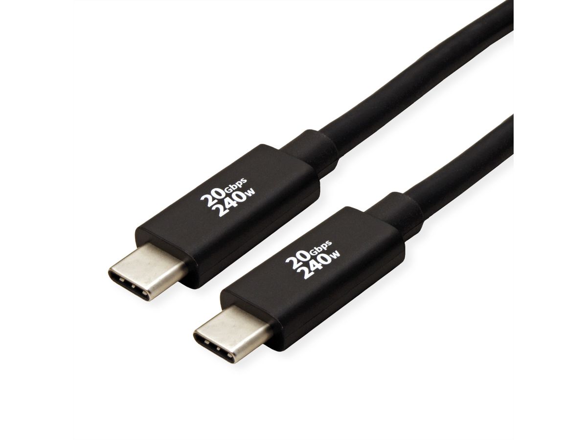 ROLINE Câble USB4 Gen2x2, C–C, M/M, 240W, noir, 3 m