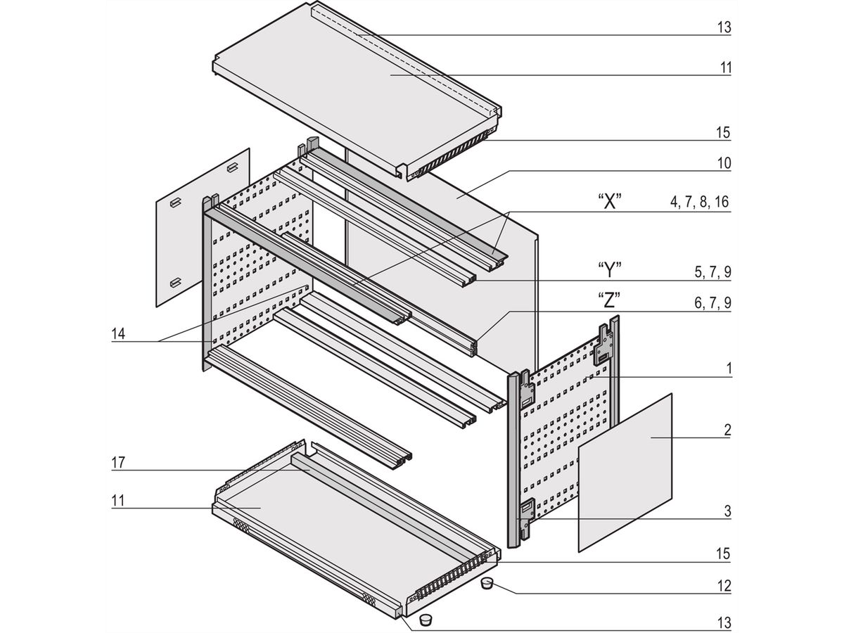SCHROFF RatiopacPRO AIR Mallette complète, de bureau, blindage rétrofitable, garniture frontale, 6/7 U, 84 CV, 315 mm