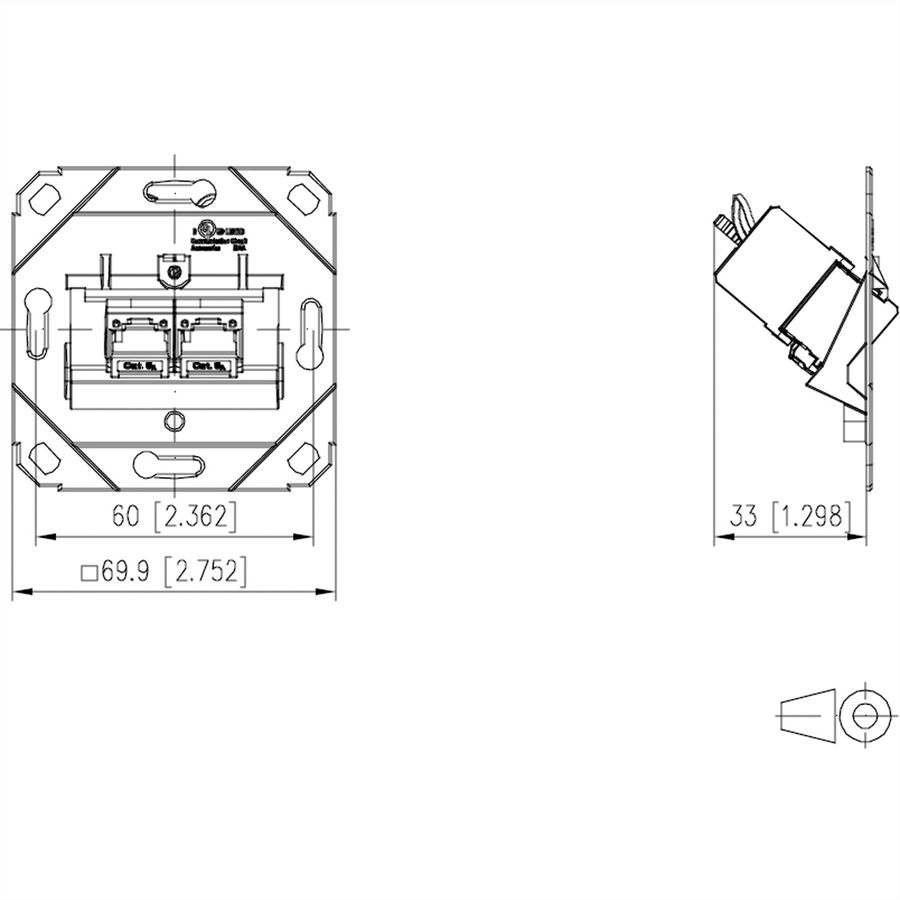 METZ CONNECT C6Amodul 2 port 180°M encastré sans cache