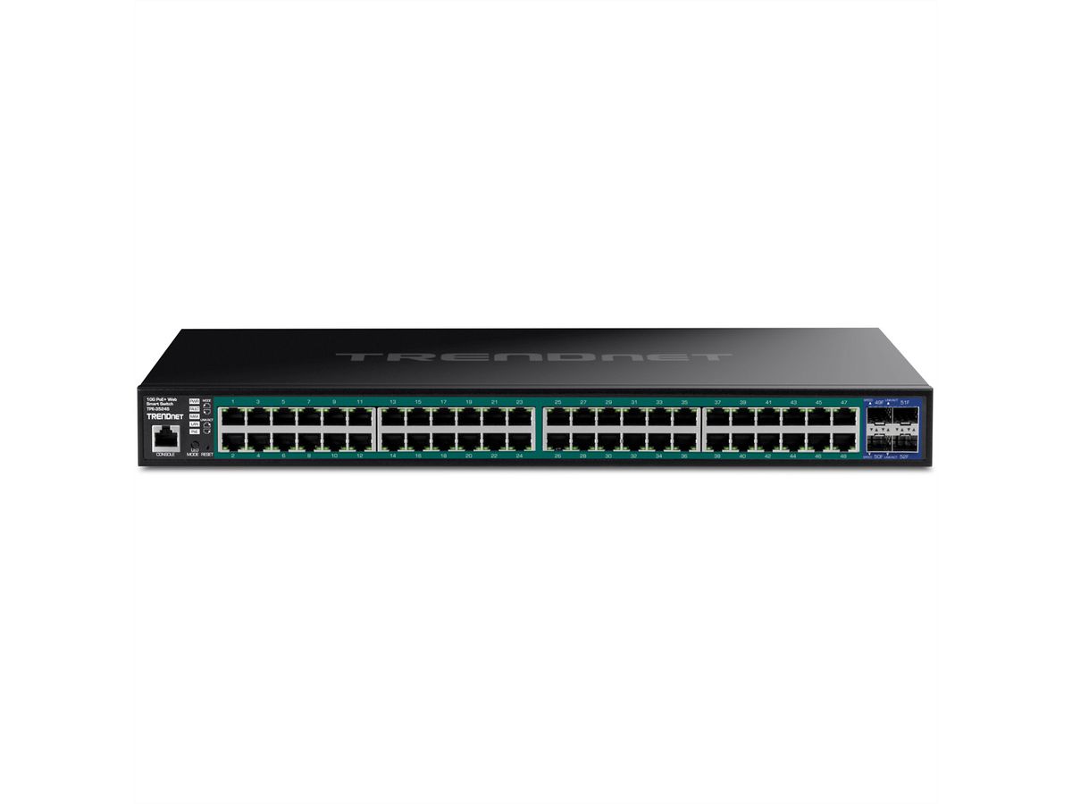 TRENDnet TPE-3524S Switch PoE+ web smart Gigabit à 52 ports, 4 logements SFP+ 10G
