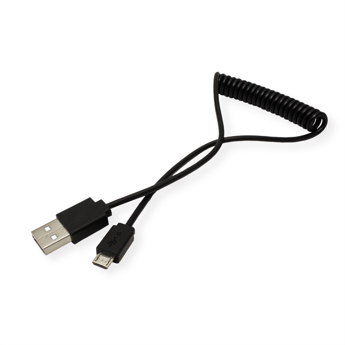 ROLINE Câble spirale USB 2.0, A - Micro B, M/M, 1 m