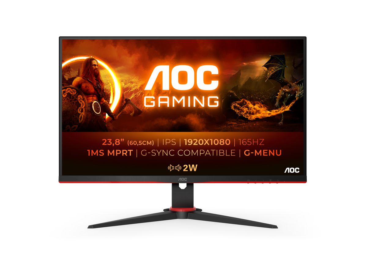 AOC 24G2SPU/BK écran plat de PC 60,5 cm (23.8") 1920 x 1080 pixels Full HD Noir, Rouge