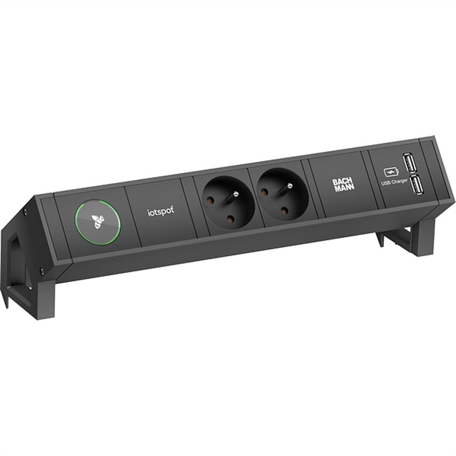 BACHMANN DESK2 1xiotspot 2xUTE 1xUSB Charger 0,2m GST18, RAL9005