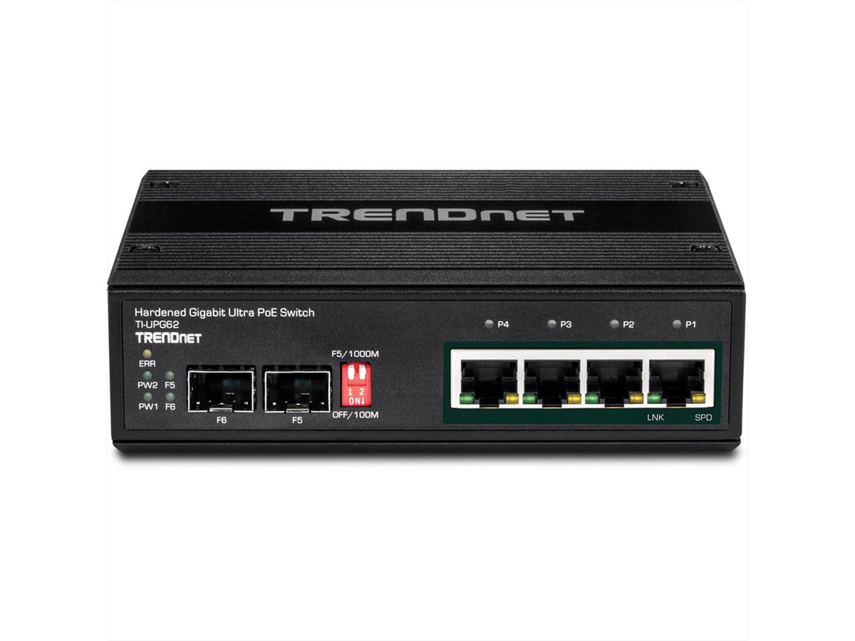 TRENDnet TI-UPG62 Switch indsutriel 6 ports Gigabit Ultra PoE Rail DIN