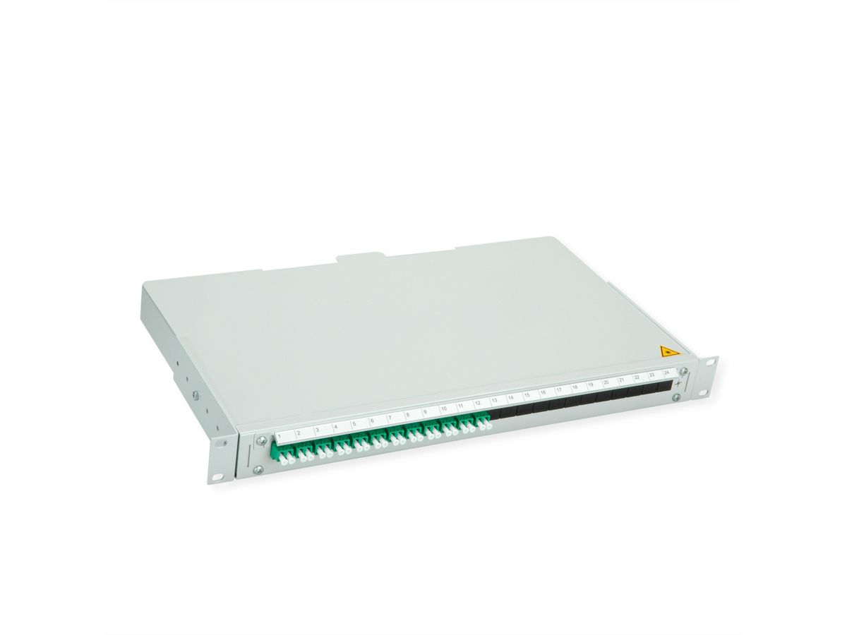 TELEGÄRTNER BASIS V Panneau fibre optique avec coupleurs & Pigtails , 12x LC Duplex, vert, OS2 APC