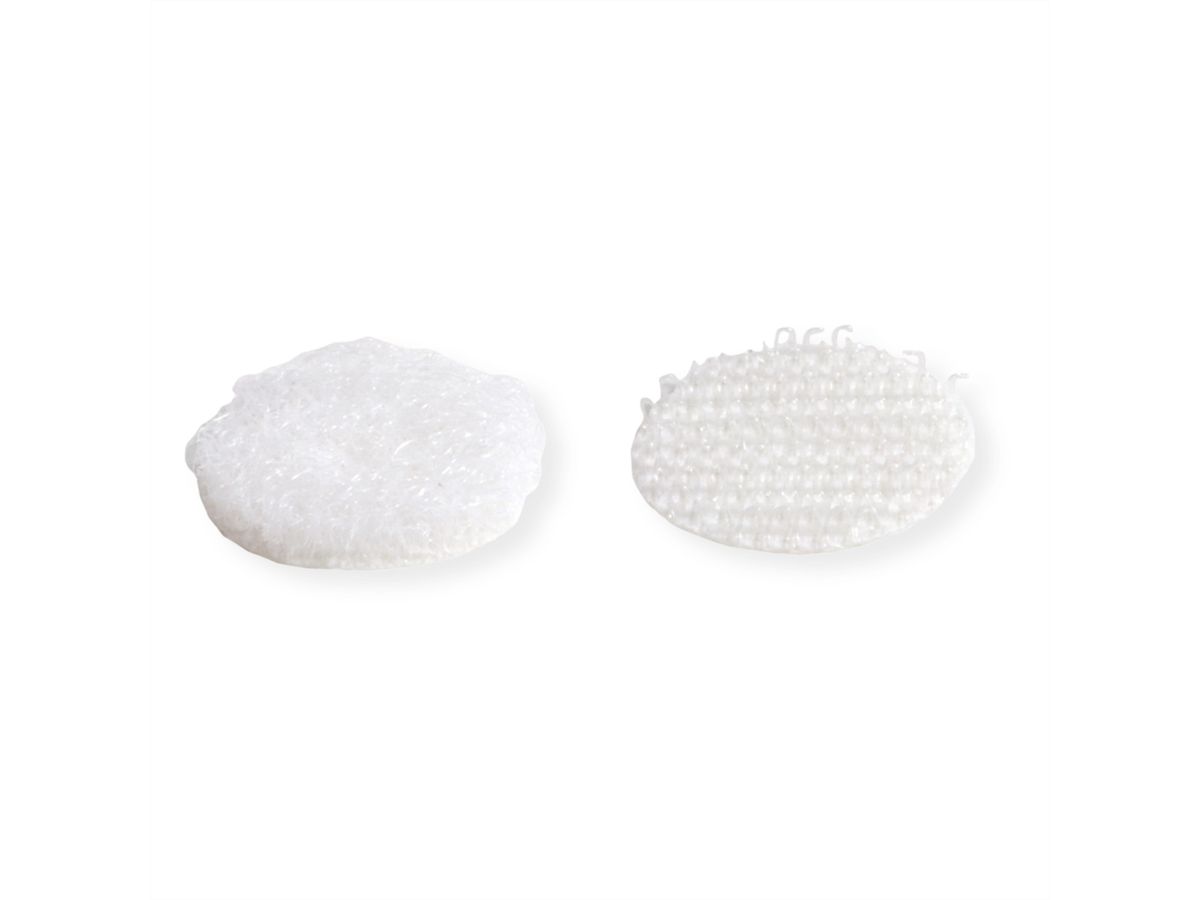 VELCRO® Boutons ronds 16mm x 16 blancs, crochets & velours autocollants