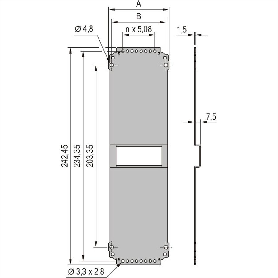 Unité enfichable de type cadre SCHROFF, panneau arrière, lisse, 6 U, 14 HP