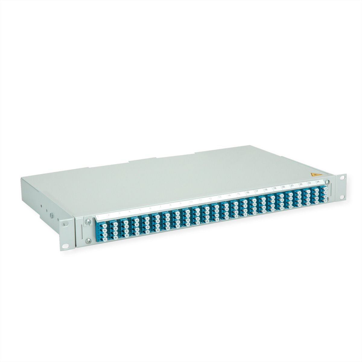 TELEGÄRTNER BASIS V Panneau fibre optique avec coupleurs & Pigtails , 24x LC Quad, bleu, OS2 PC