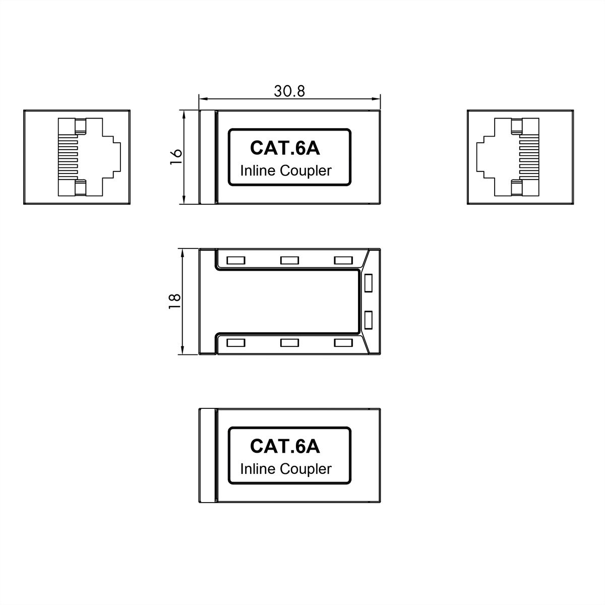 VALUE Coupleur RJ-45 blindé, Cat.6A/Classe EA, argent