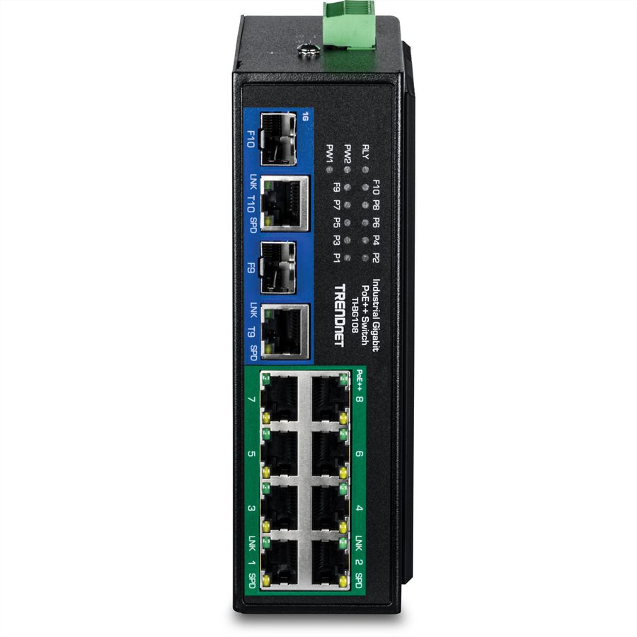TRENDnet TI-BG108 Switch Rail DIN PoE++ 400W Gigabit industriel à 10 ports