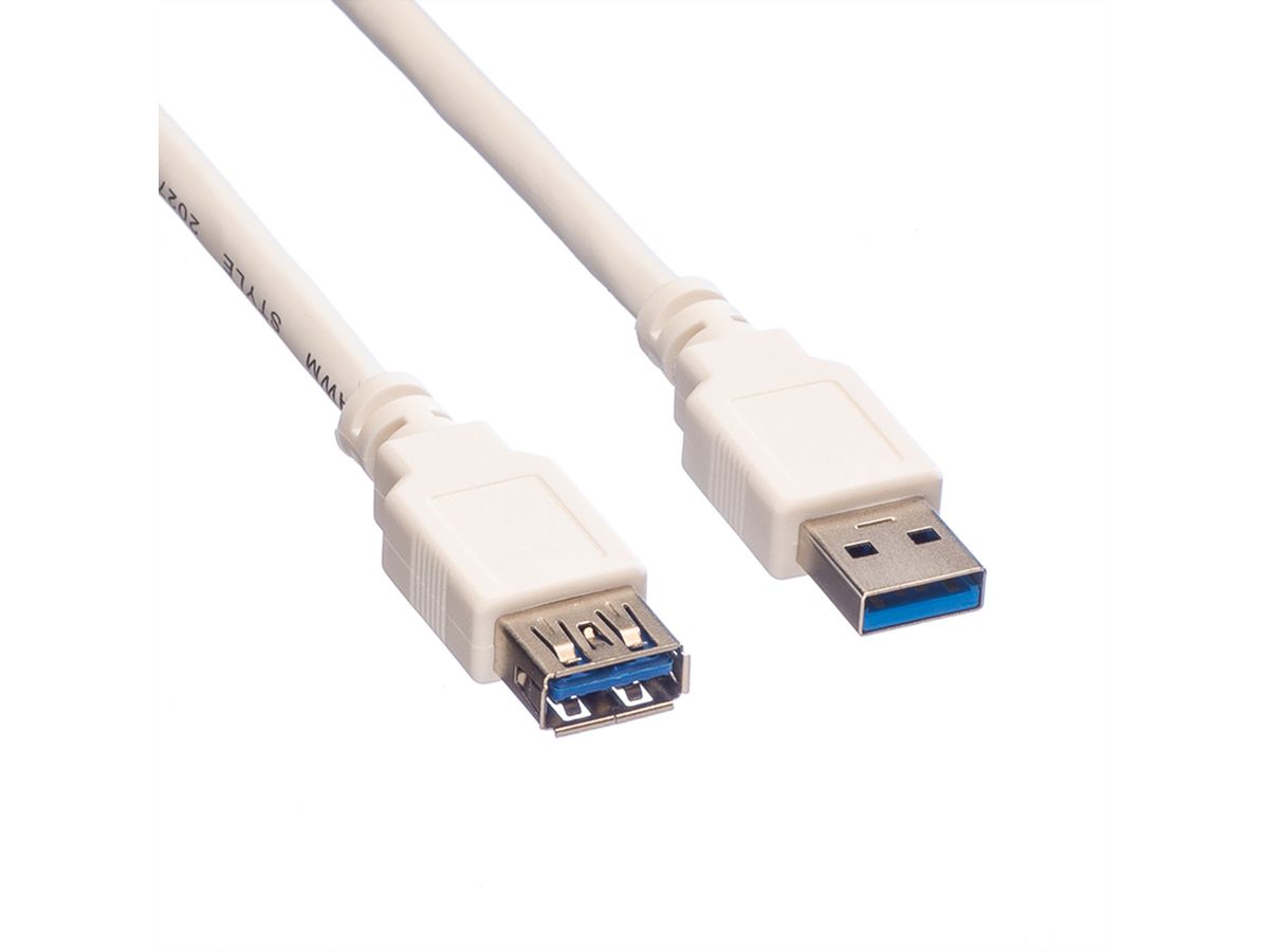 VALUE Câble USB 3.2 Gen 1 Type A-A, M/F, blanc, 0,8 m