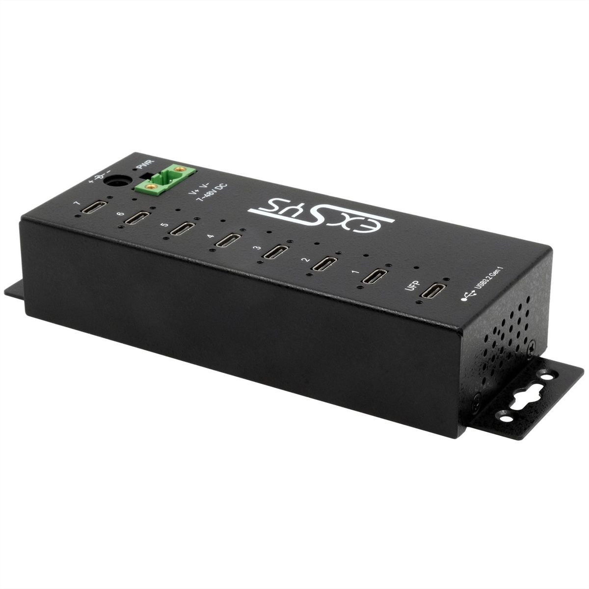 EXSYS EX-1537HMVS Hub USB-C 3.2 Gen 1 métallique à 7 ports, avec protection contre les surtensions EDS 15 kV