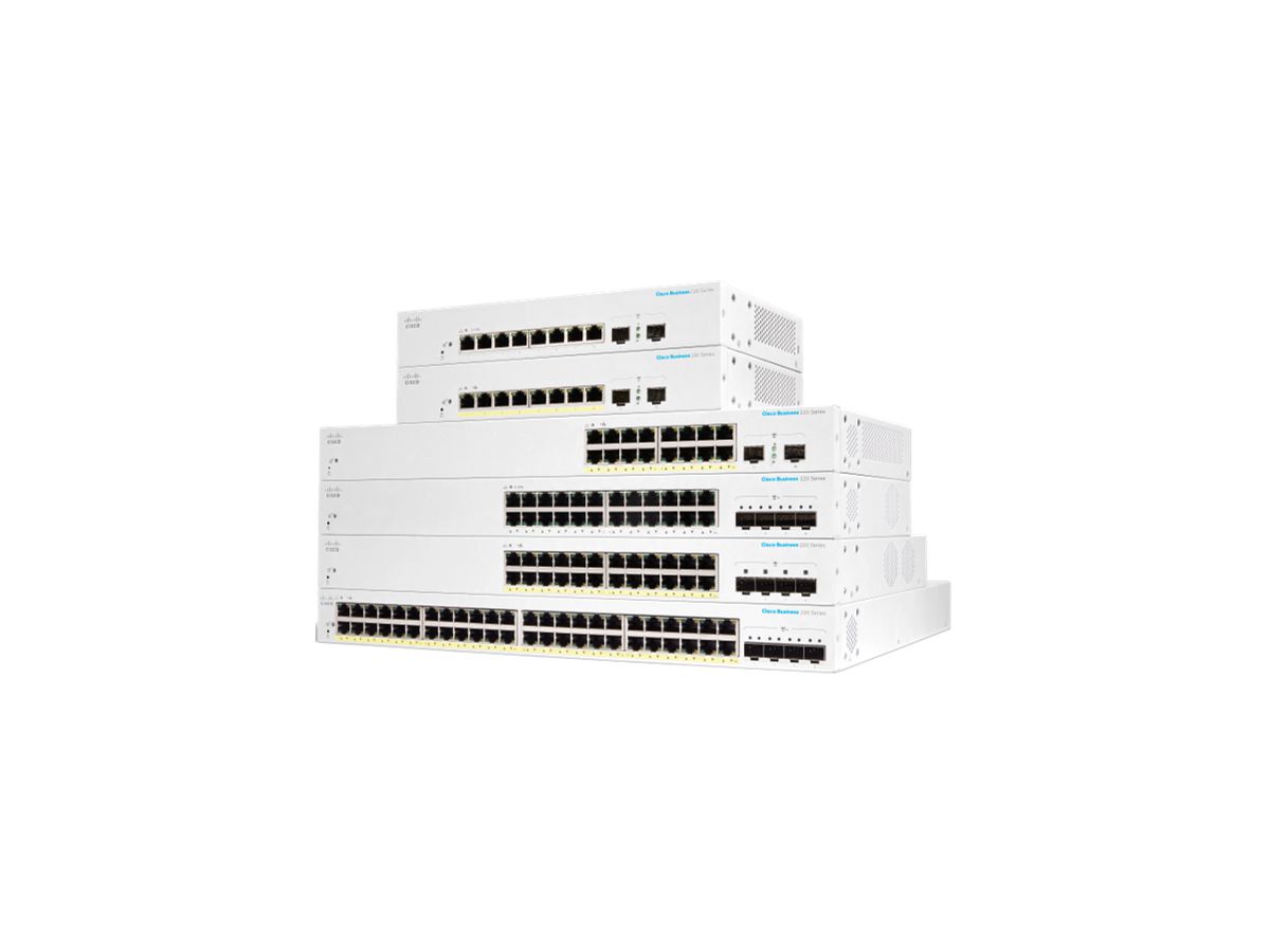 Cisco CBS220-48FP-4X-EU commutateur réseau Géré L2 Gigabit Ethernet (10/100/1000) Connexion Ethernet, supportant l'alimentation via ce port (PoE) Blanc