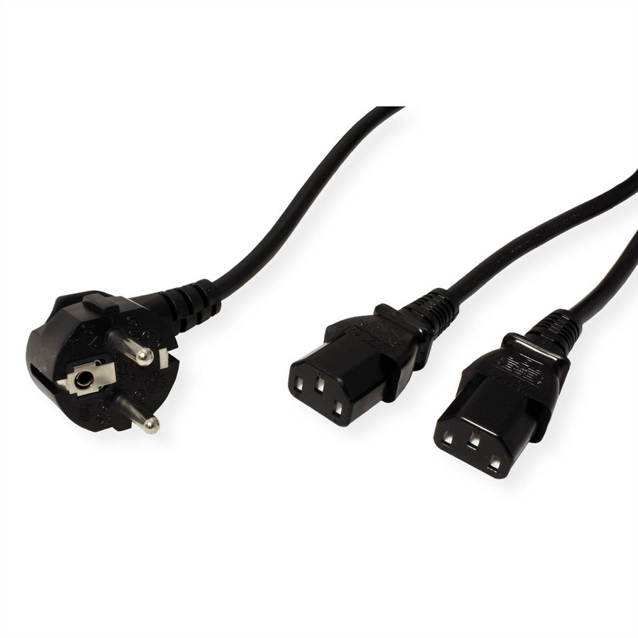 VALUE Câble d'alimentation en Y, noir, 2 m
