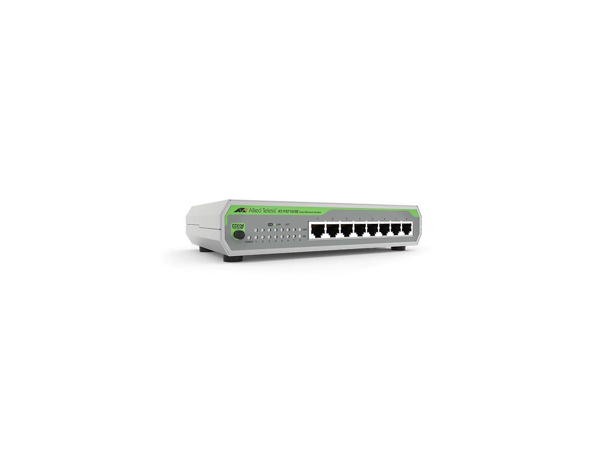 Allied Telesis AT-FS710/8E-60 Non-géré Fast Ethernet (10/100) Connexion Ethernet, supportant l'alimentation via ce port (PoE) Gris commutateur réseau