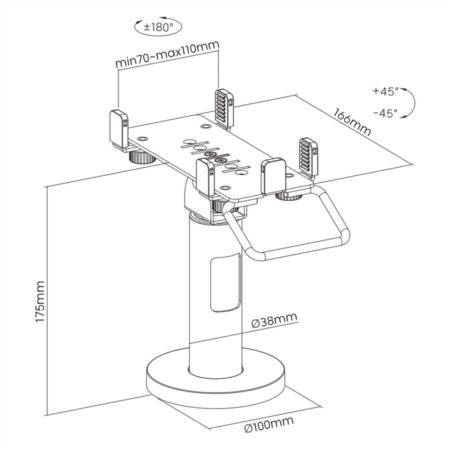 ROLINE Support universel pivotant/inclinable pour terminal de cartes de crédit