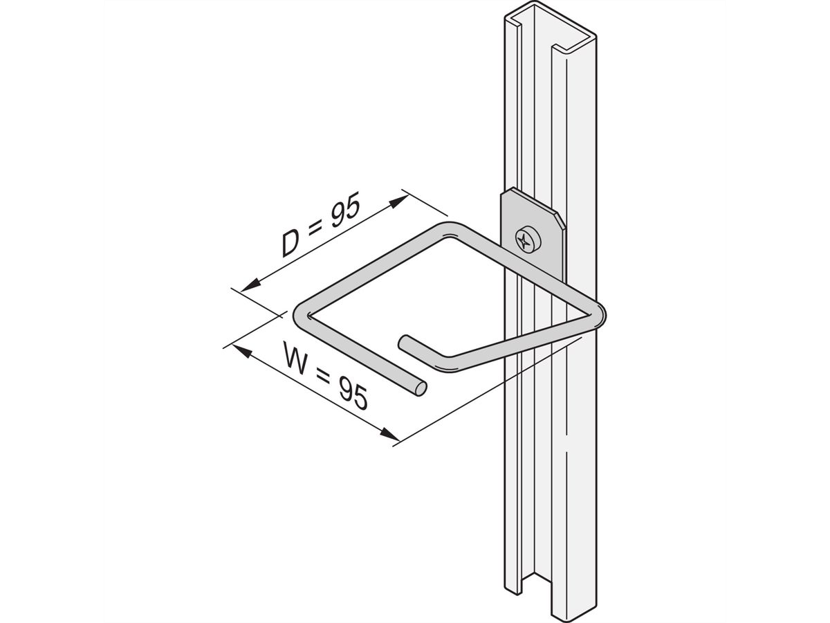 Oeillet de câble SCHROFF pour rail en C, acier, 95 x 95 mm