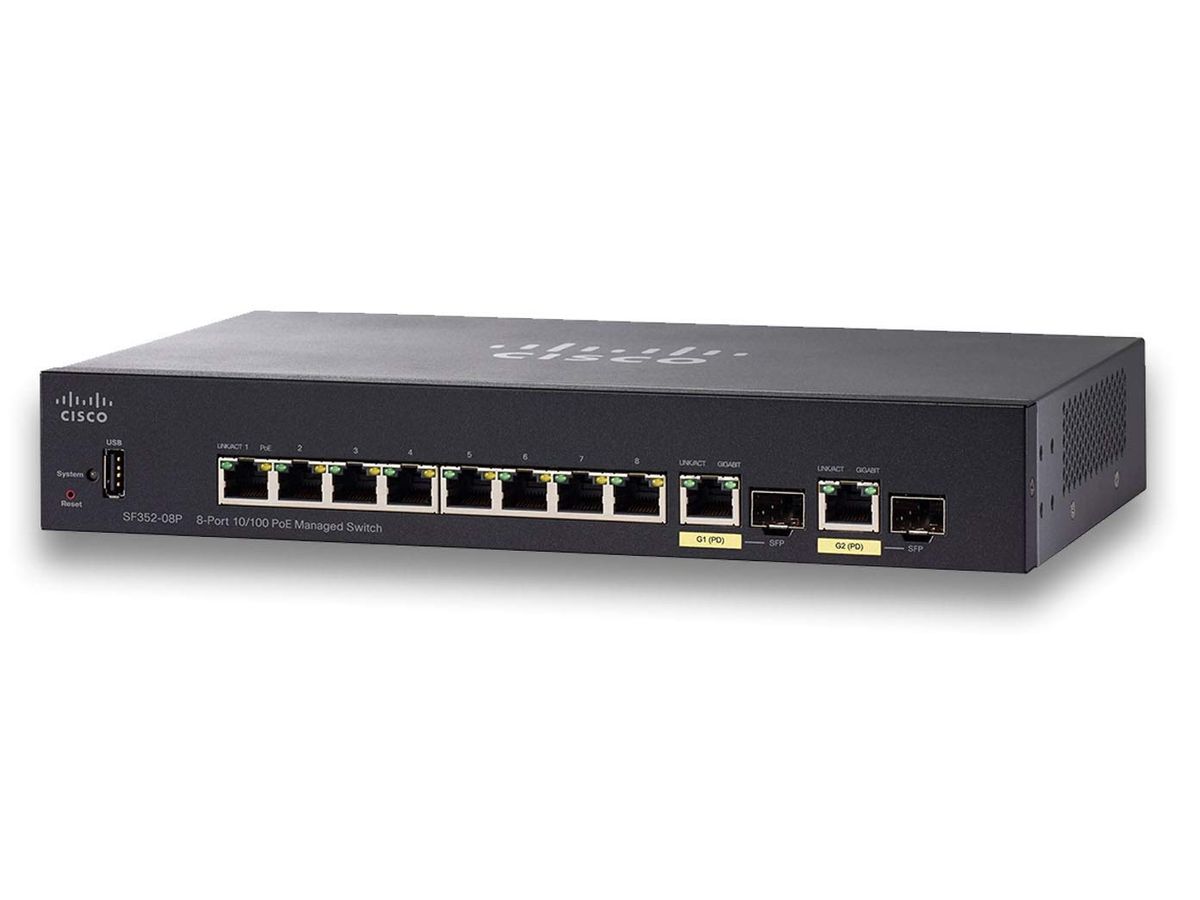 Cisco Small Business SF352-08P Géré L2/L3 Fast Ethernet (10/100) Connexion Ethernet, supportant l'alimentation via ce port (PoE) 1U Noir