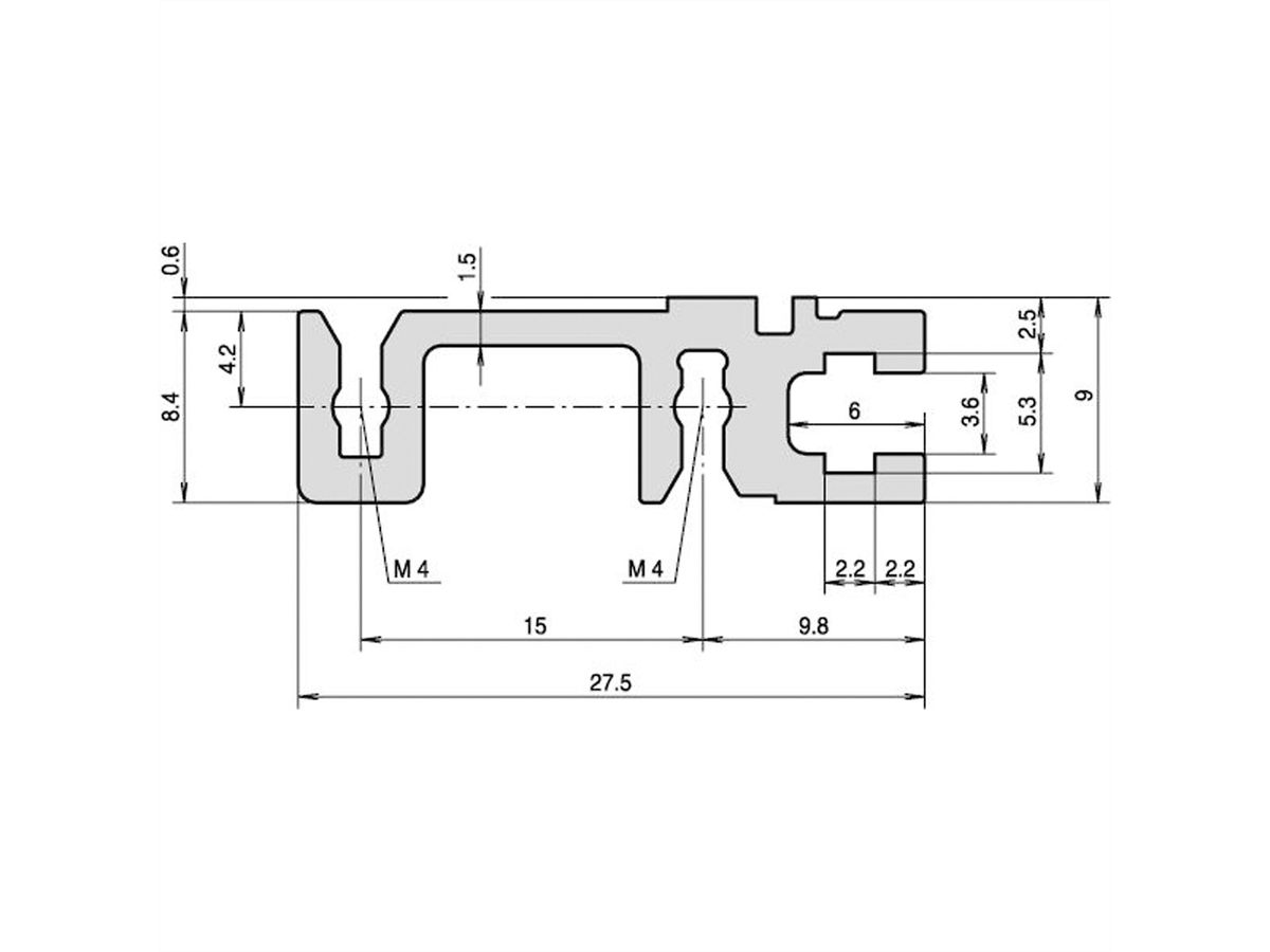 Rail horizontal SCHROFF, arrière, type H-ST, lourd, standard, 63 HP