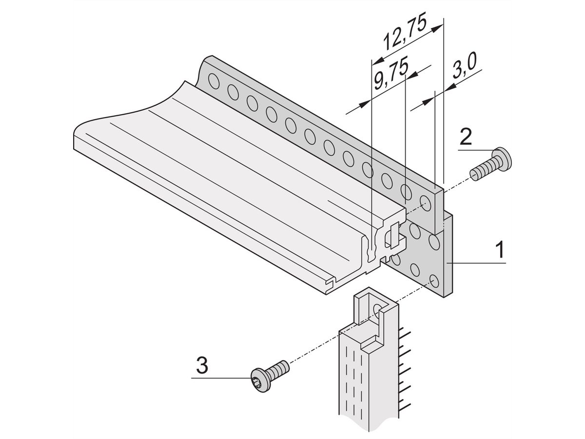 SCHROFF Rail en Z pour connecteur, EN 60603-2, 4 CV