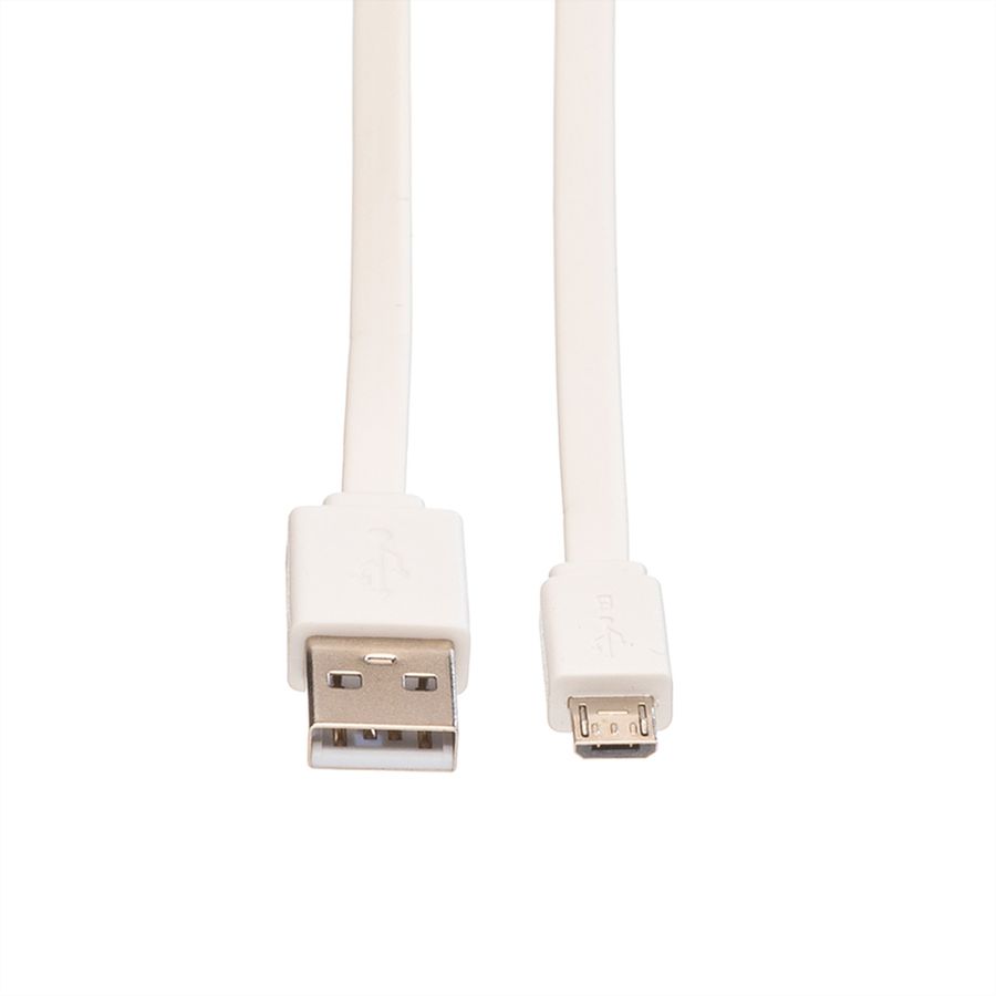 ROLINE Câble USB 2.0, USB A mâle - Micro USB B mâle, blanc, 1 m