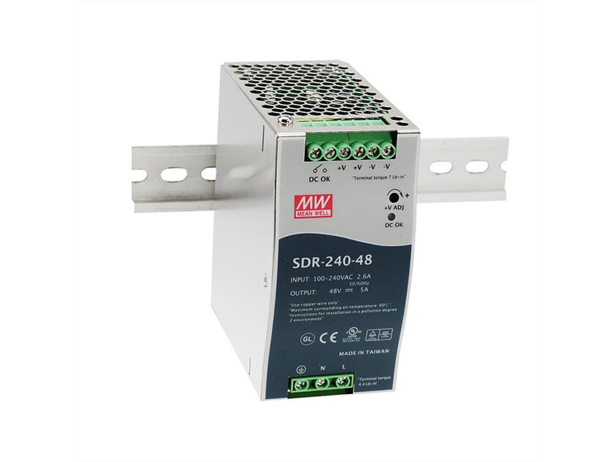 Mean Well SDR-240-48 Alimentation Glissières DIN 240W 48V DC