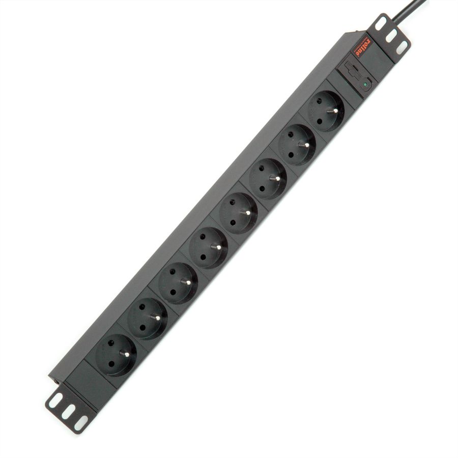 ROLINE Multiprise 19", 8 prises, 2300W, UTE, IEC320 C14 M, noir, 2 m