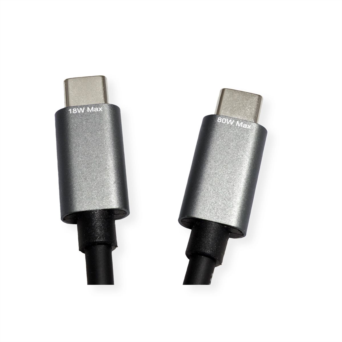 ROLINE Câble de chargement Y - Splitter, USB-C vers 2x USB-C, M/M, max. 100W, noir, 1,85 m